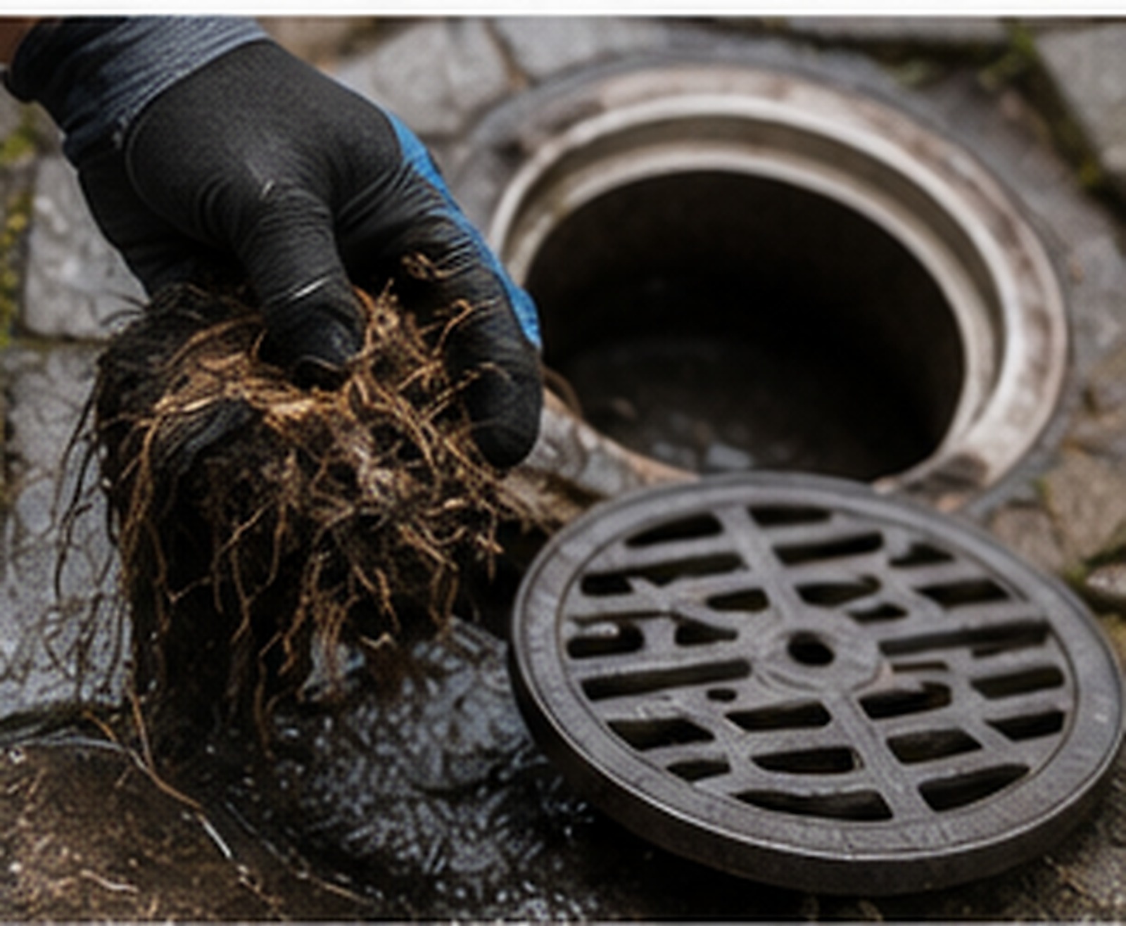 Root blockage removed from a drain